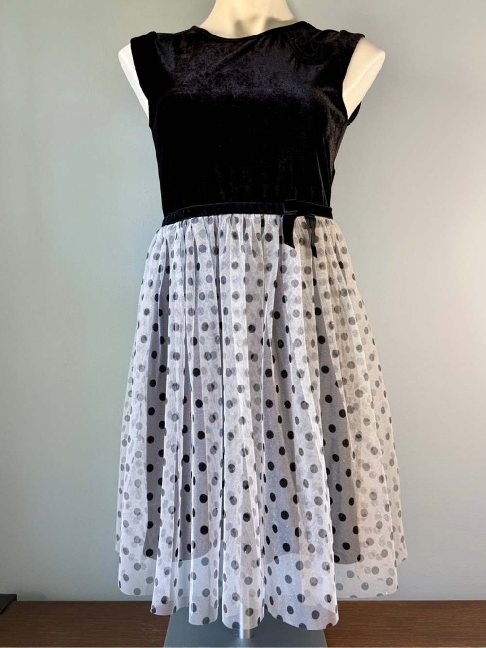 Cherokee Black Velvet & Silver Tulle Party Dress